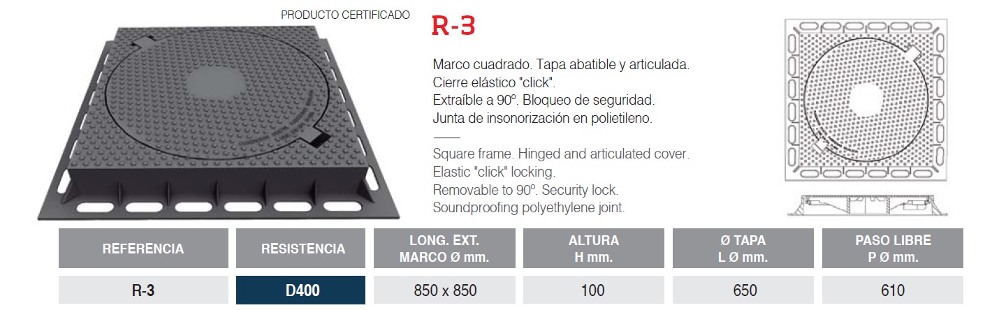 TAPA-MARCO HIDRAULICA 50x50 D-400